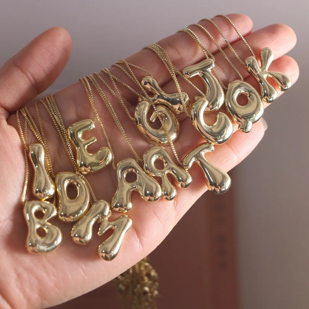 Chunky Bubble Initial Necklace