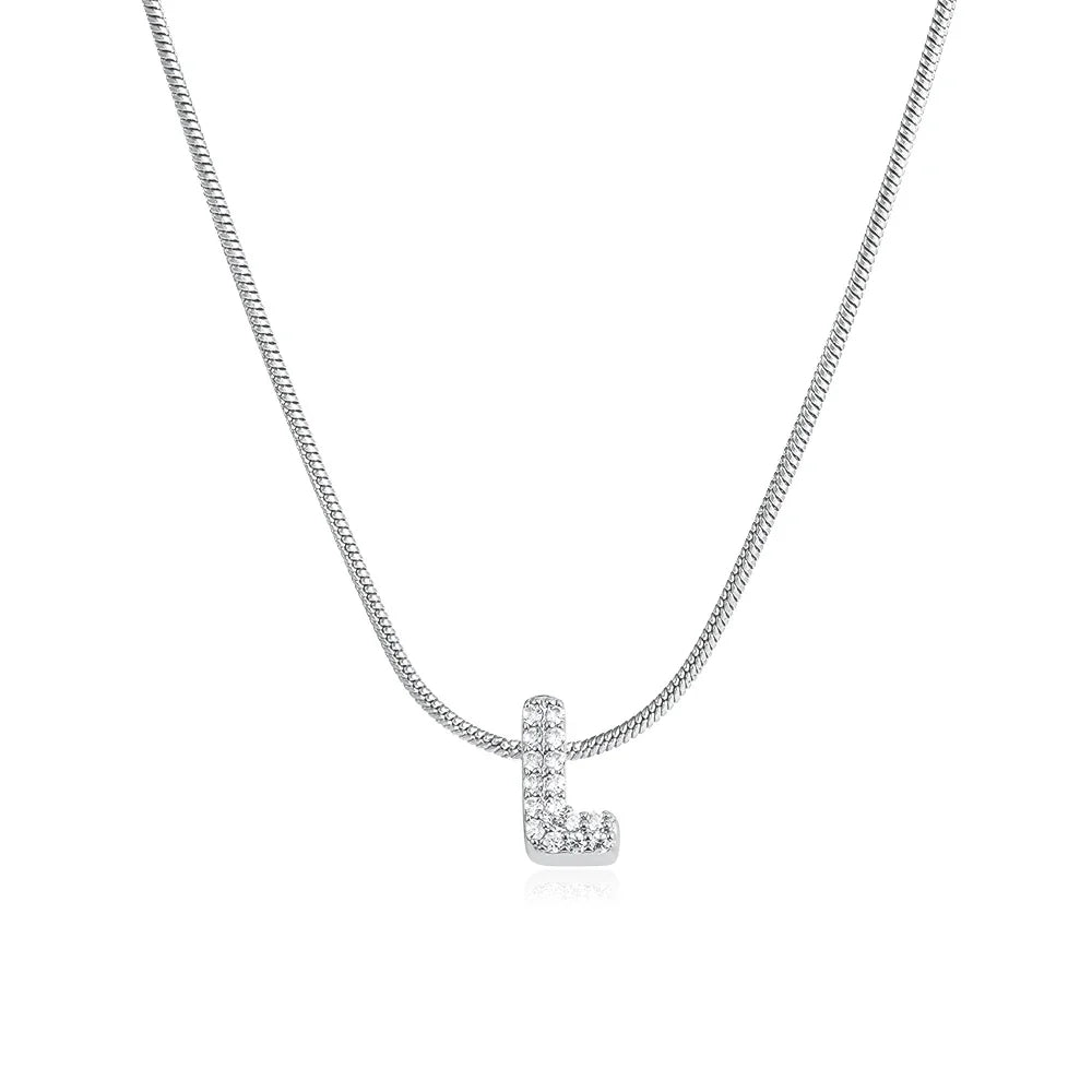 Tiny Zircon Initial Necklace