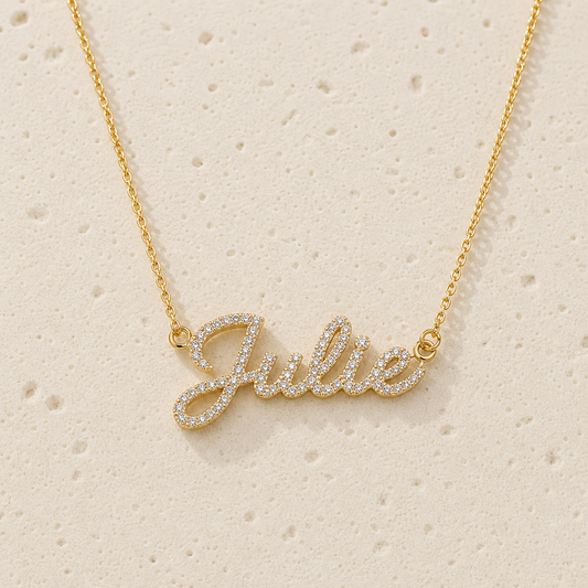 Personalised name necklace with sparkling lettering