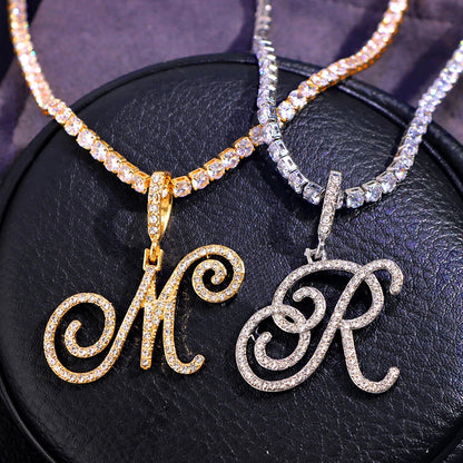 Cursive Zircon Initial Necklace