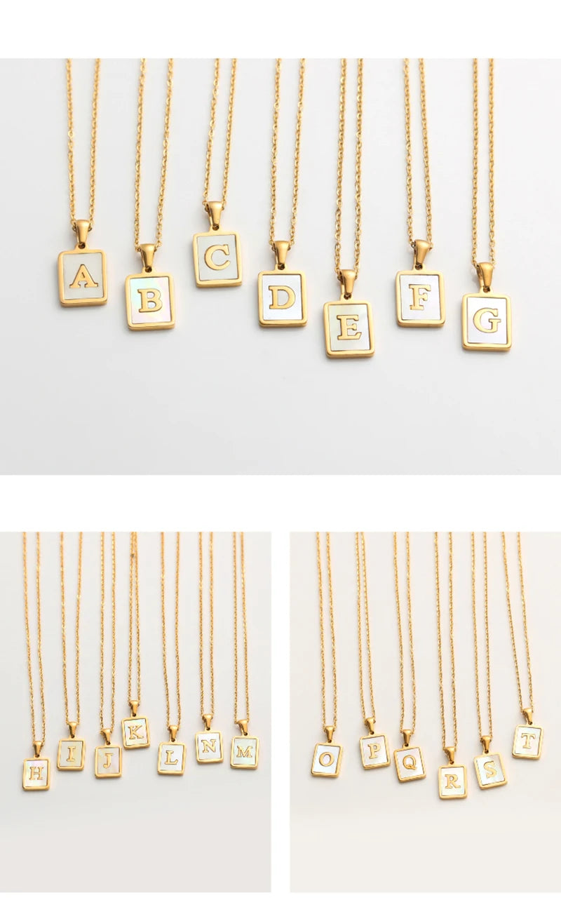 Mother of Pearl Initial Necklace