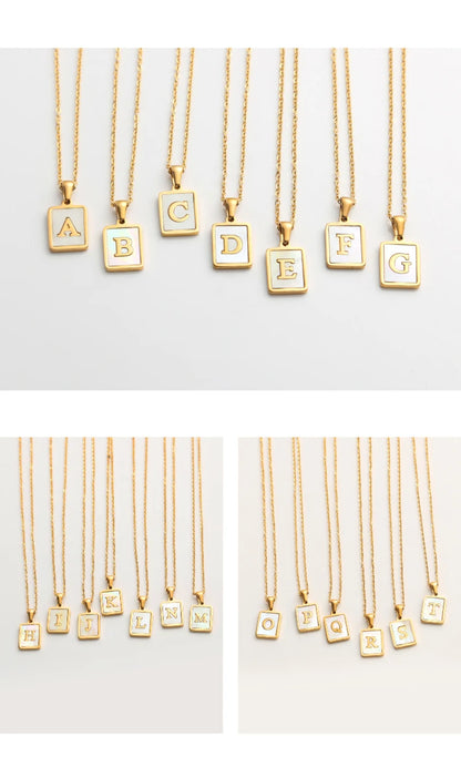 Mother of Pearl Initial Necklace