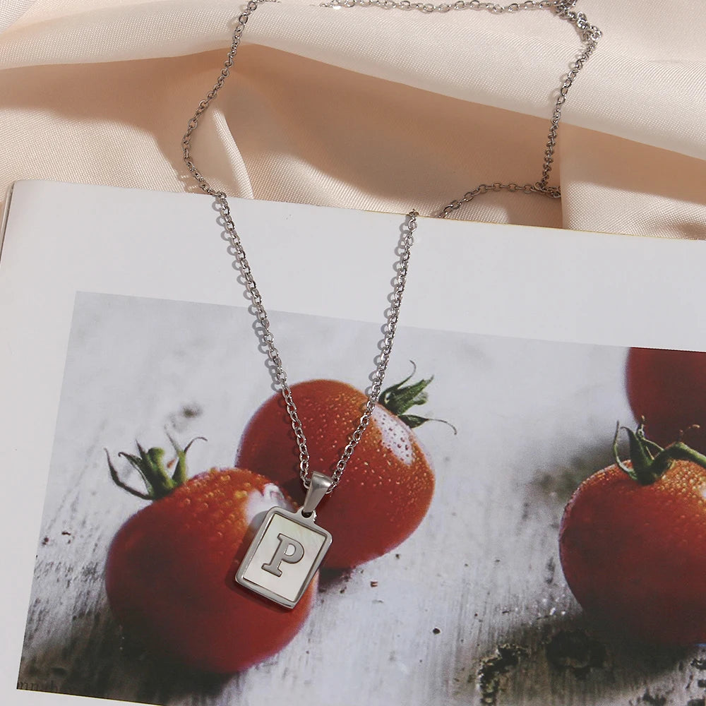 Mother of Pearl Initial Necklace