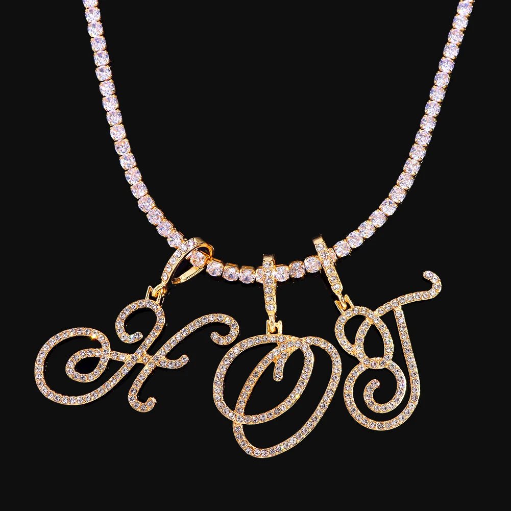 Cursive Zircon Initial Necklace