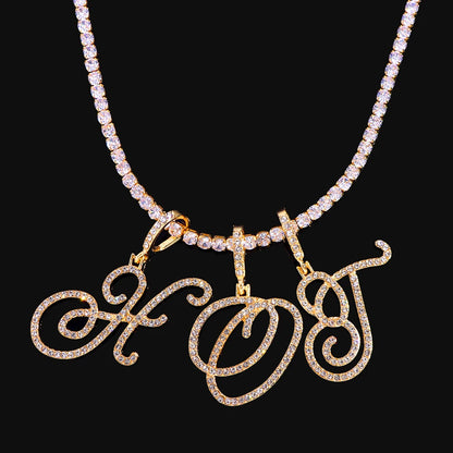 Cursive Zircon Initial Necklace