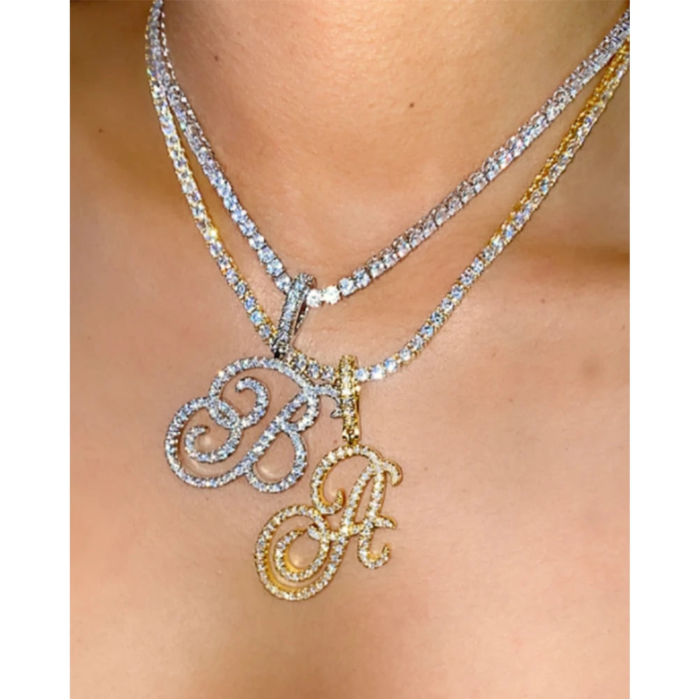 Cursive Zircon Initial Necklace