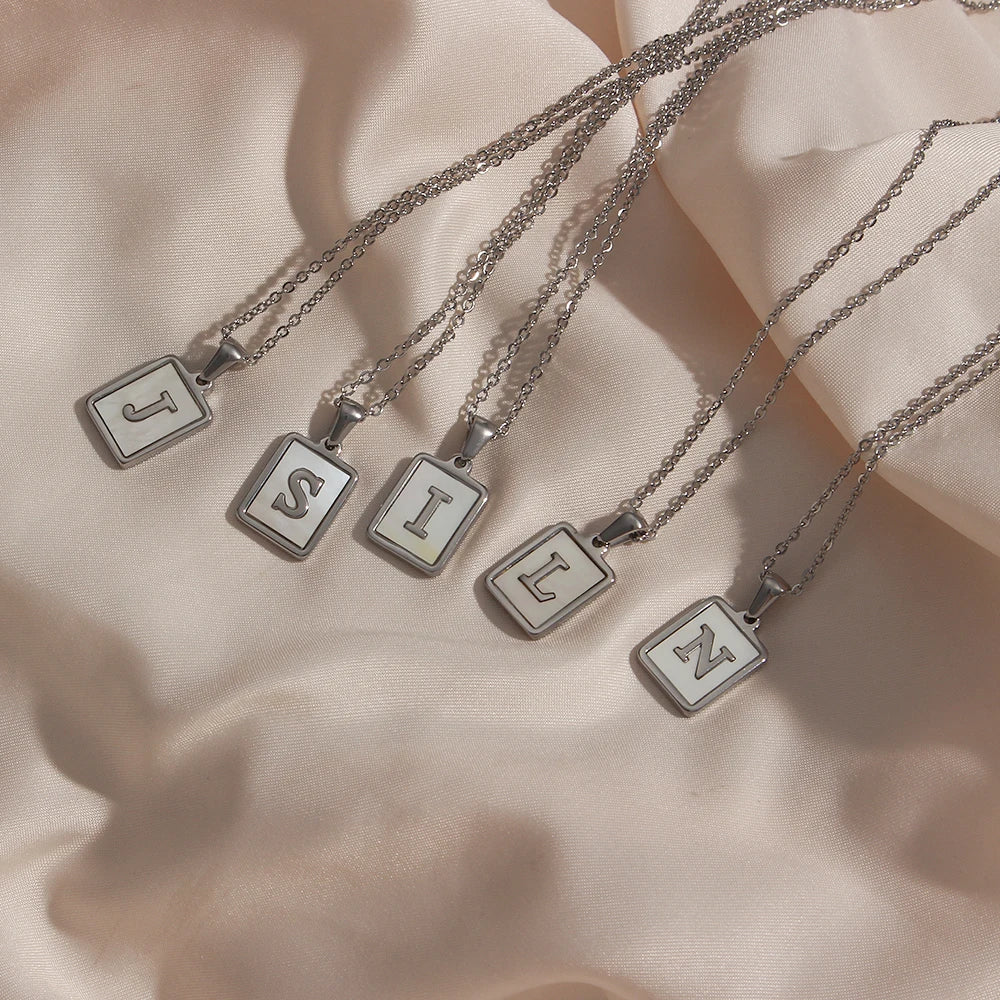 Mother of Pearl Initial Necklace
