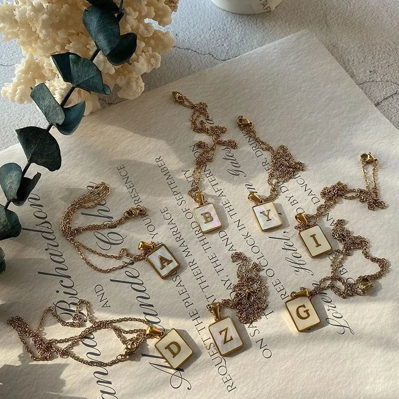 Mother of Pearl Initial Necklace