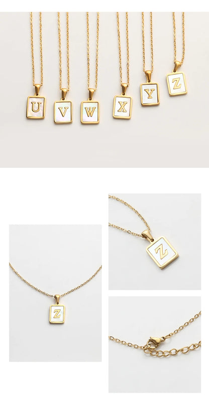 Mother of Pearl Initial Necklace