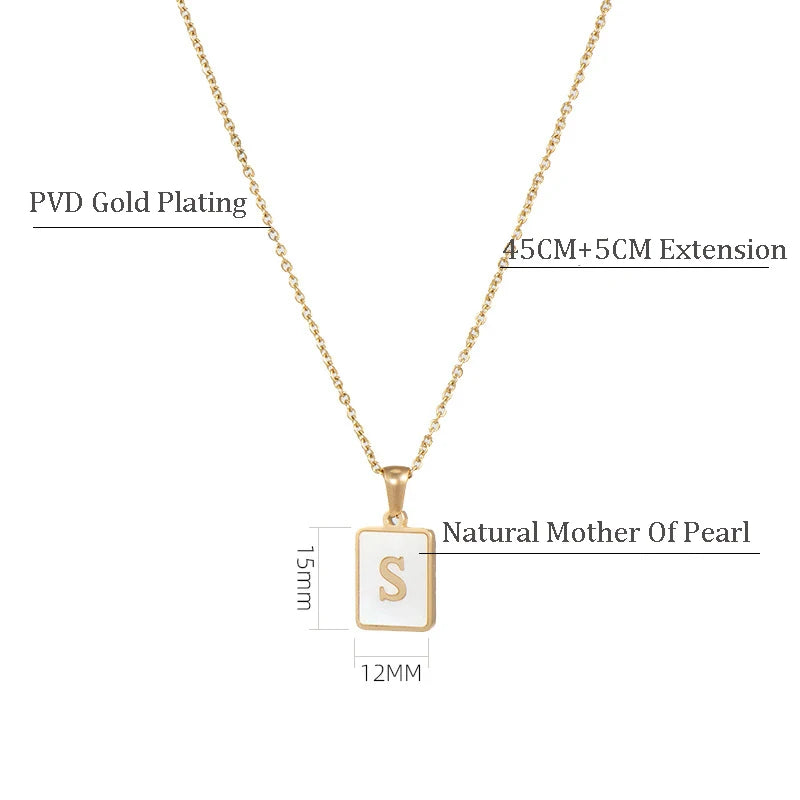 Mother of Pearl Initial Necklace
