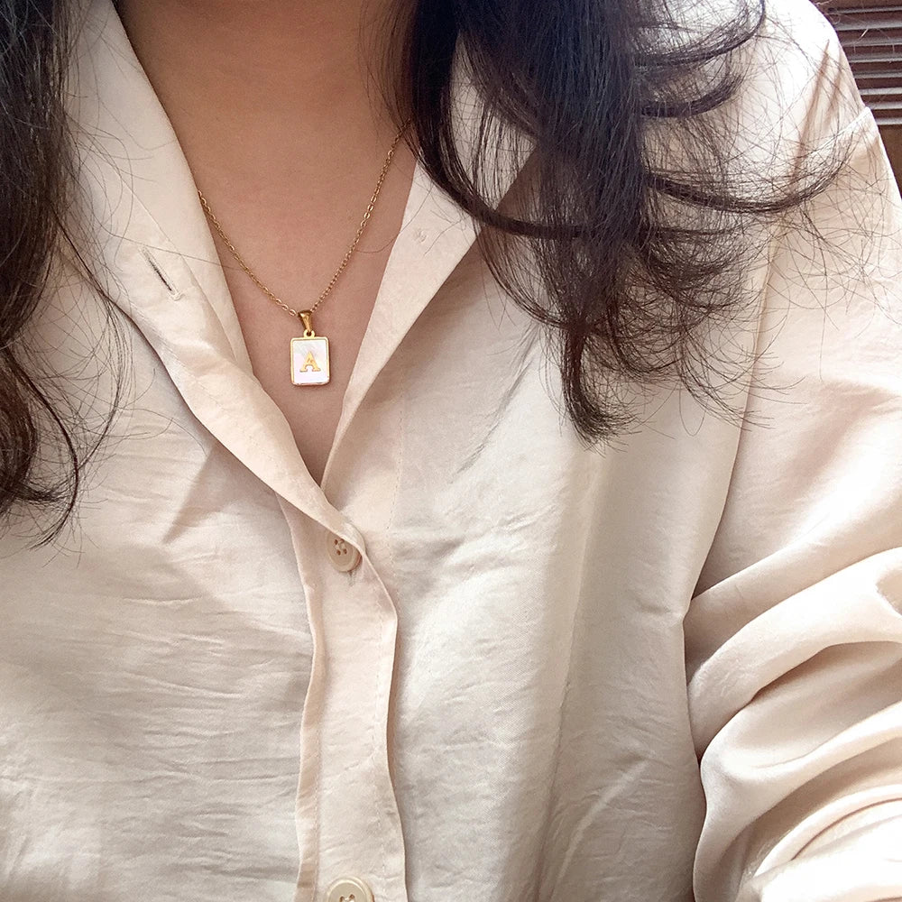 Mother of Pearl Initial Necklace
