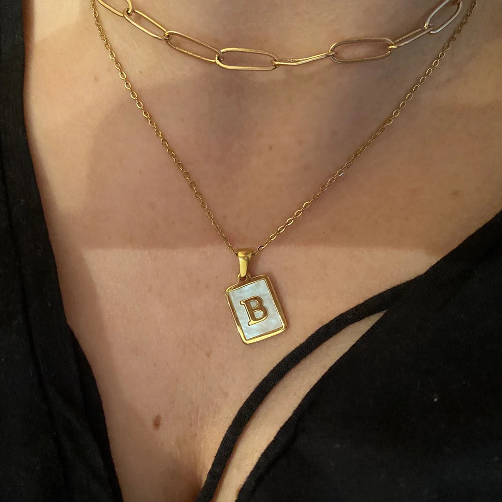 Mother of Pearl Initial Necklace