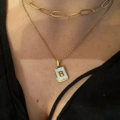 Mother of Pearl Initial Necklace