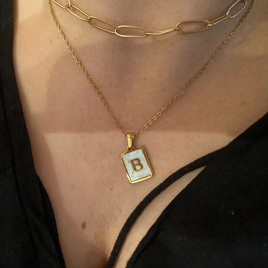 Mother of Pearl Initial Necklace
