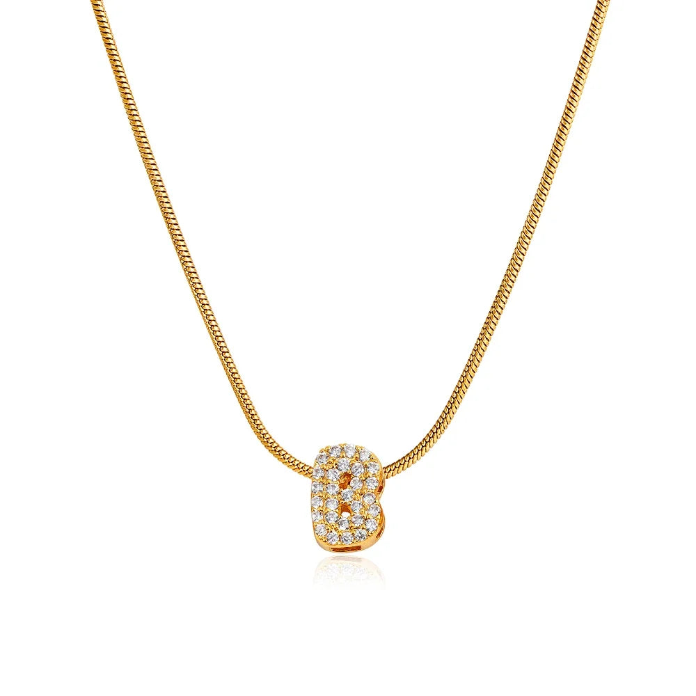 Tiny Zircon Initial Necklace