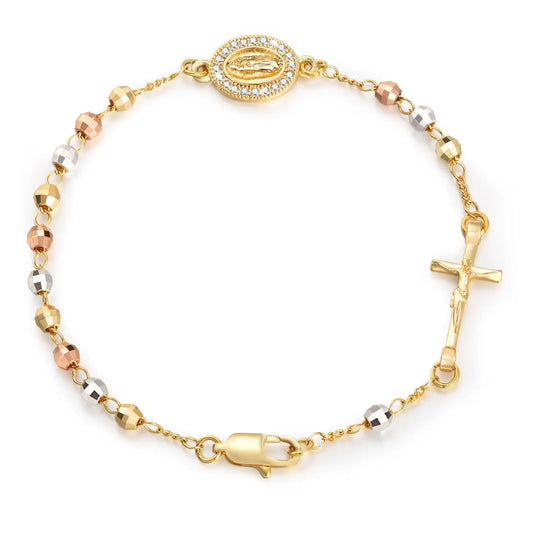 Gold Bead Cross Bracelet