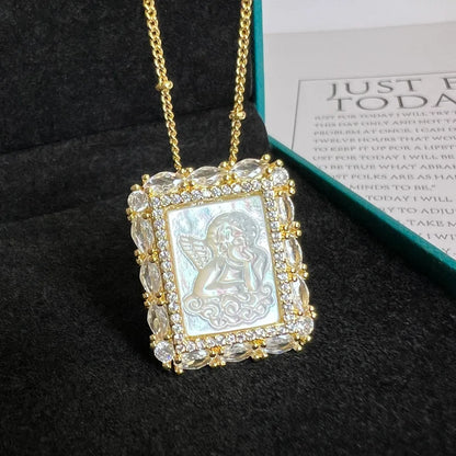 Religious Shell Medal Necklace