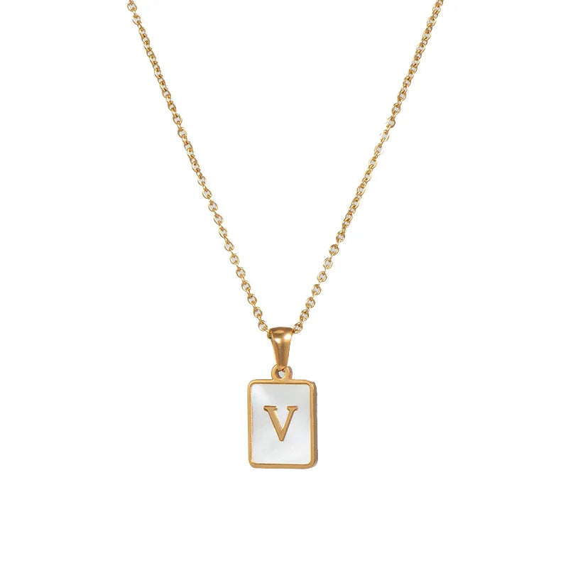 Mother of Pearl Initial Necklace
