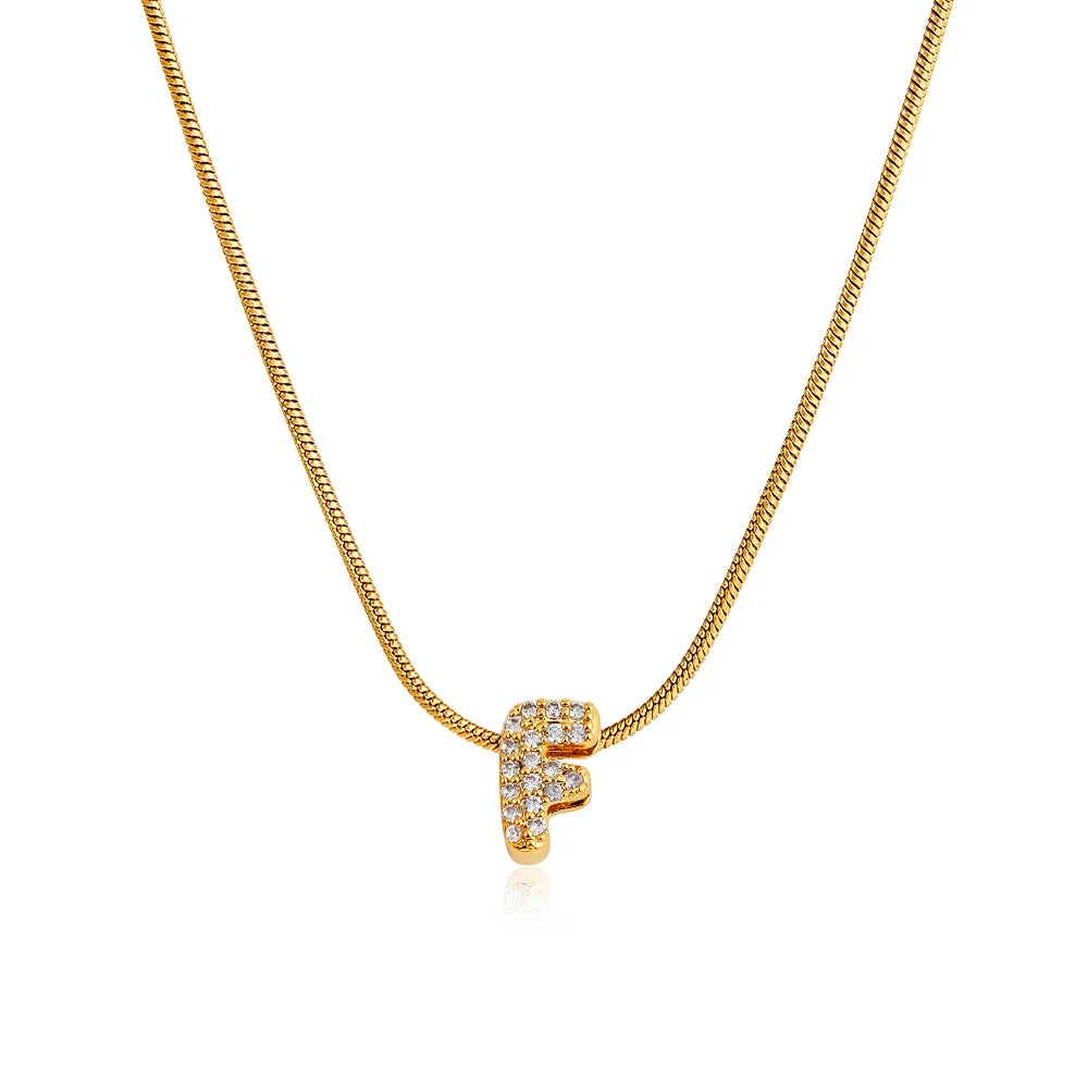 Tiny Zircon Initial Necklace