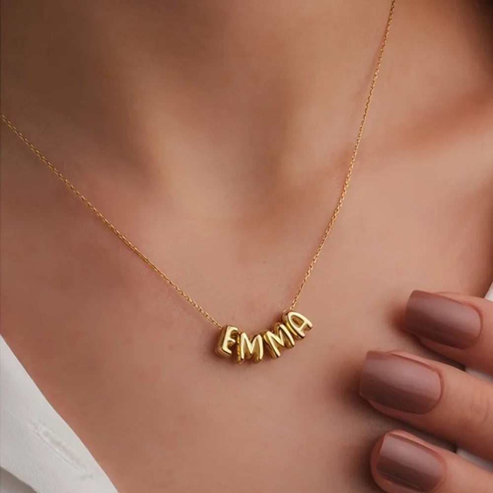 Custom Bubble Name Necklace