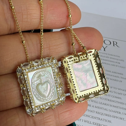 Religious Shell Medal Necklace