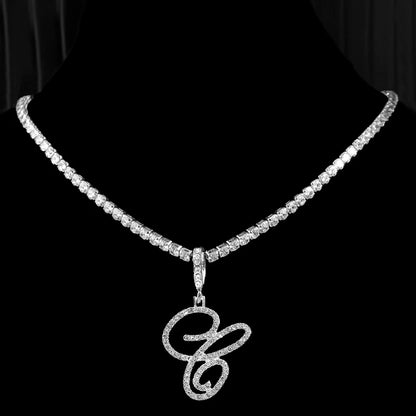 Cursive Zircon Initial Necklace
