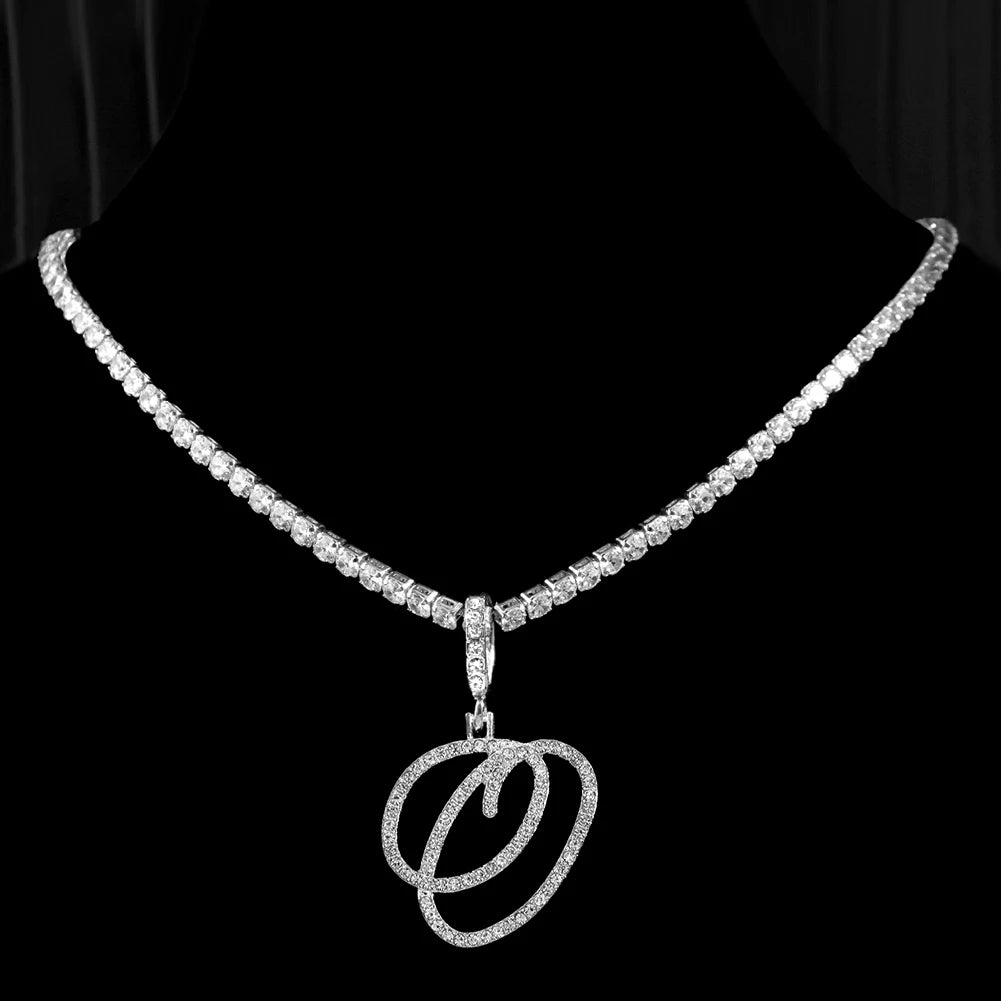 Cursive Zircon Initial Necklace