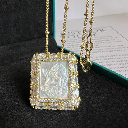 Religious Shell Medal Necklace