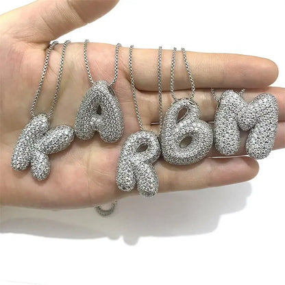 Rhinestone Bubble Initial Necklace