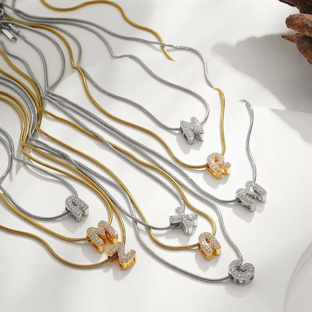 Tiny Zircon Initial Necklace