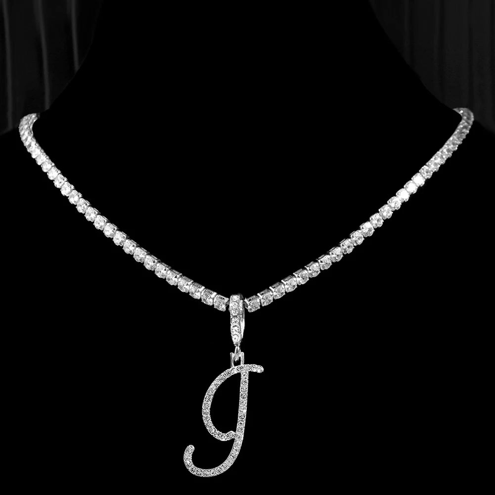 Cursive Zircon Initial Necklace