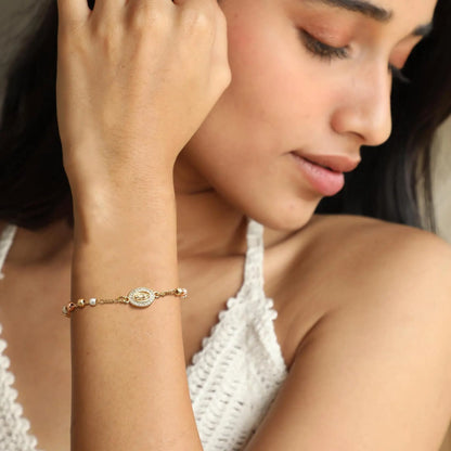 Gold Bead Cross Bracelet
