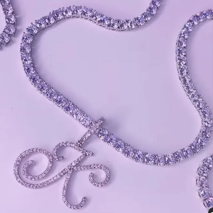Cursive Zircon Initial Necklace