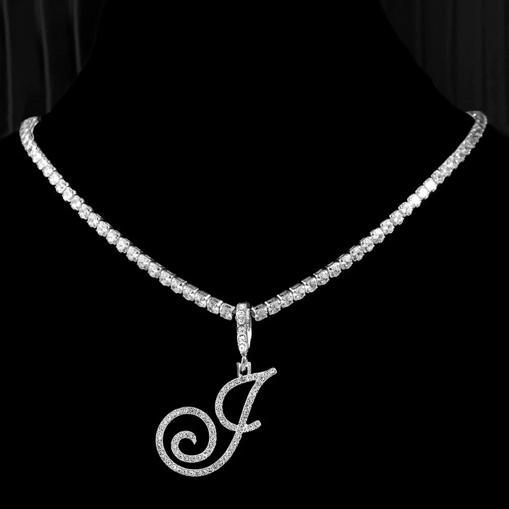 Cursive Zircon Initial Necklace