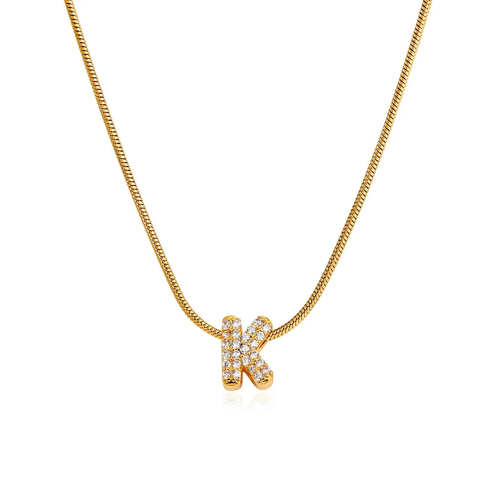 Tiny Zircon Initial Necklace