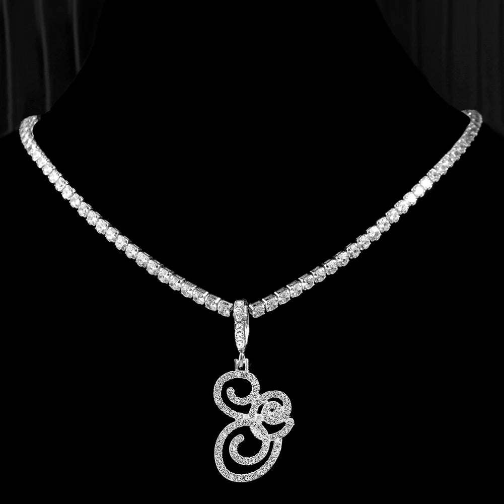 Cursive Zircon Initial Necklace