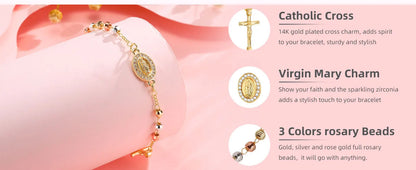 Gold Bead Cross Bracelet