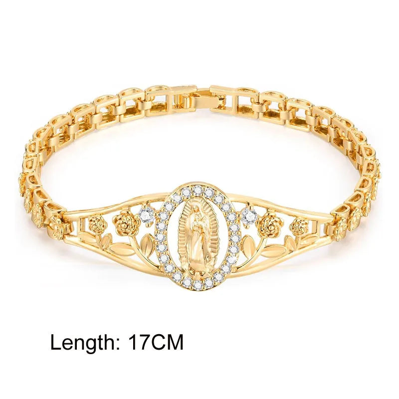 Gold Bead Cross Bracelet