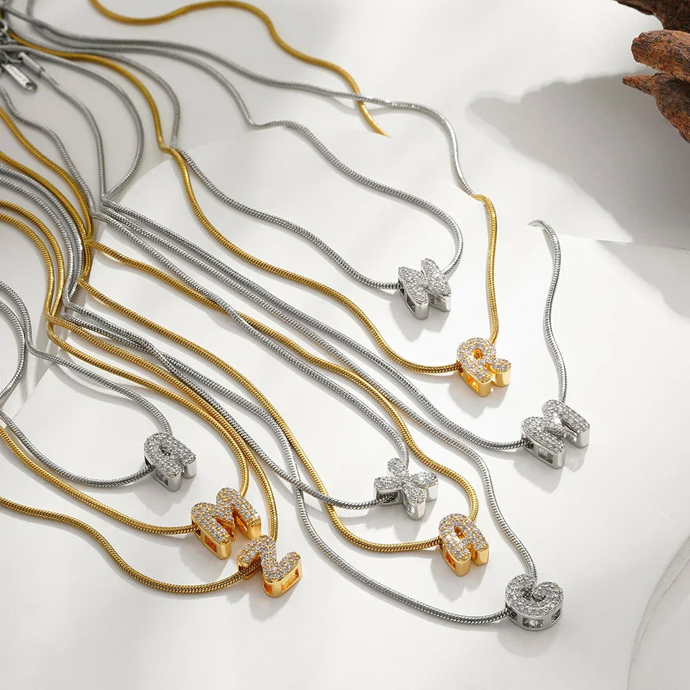 Tiny Zircon Initial Necklace