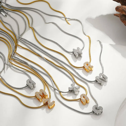 Tiny Zircon Initial Necklace