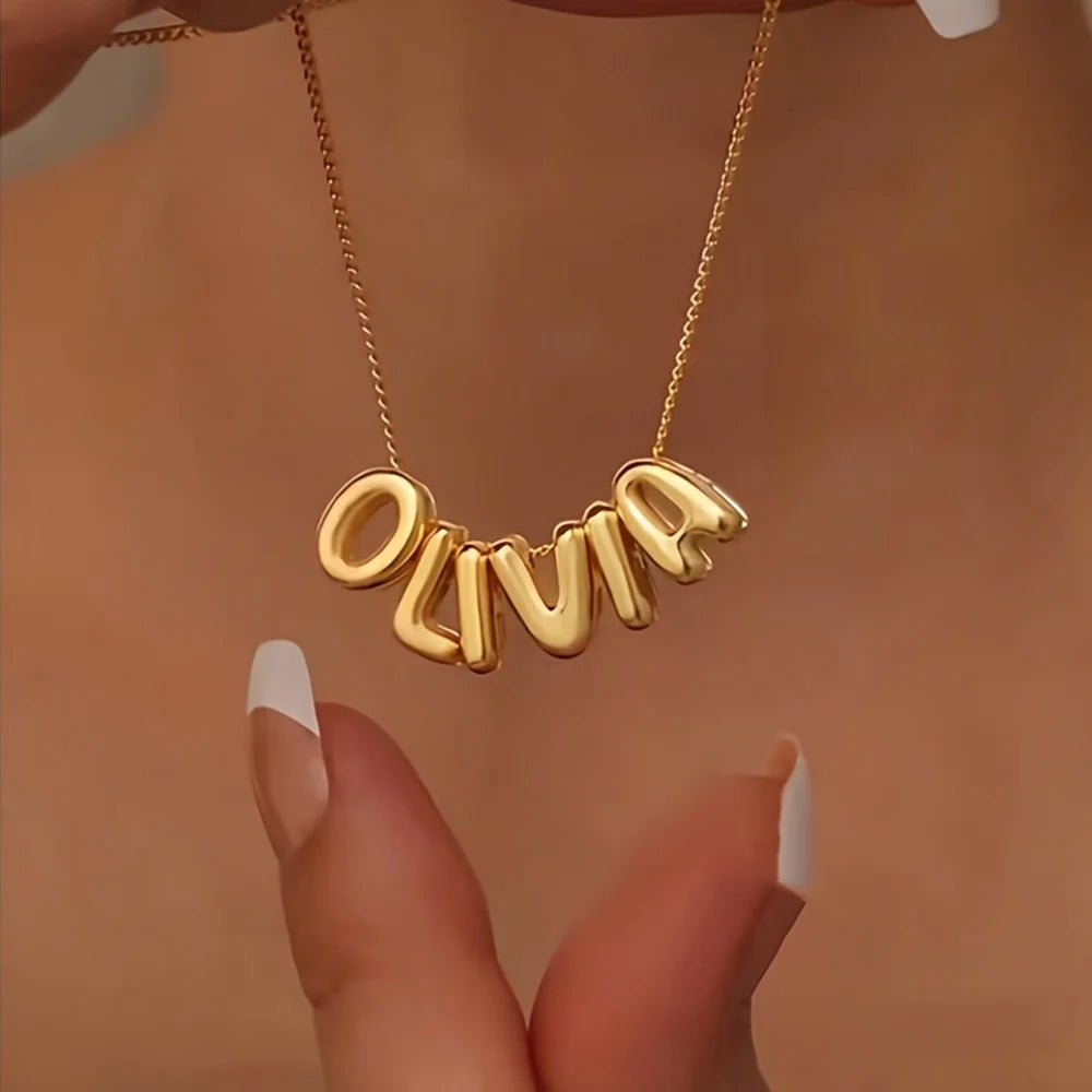 Custom Bubble Name Necklace