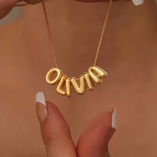 Custom Bubble Name Necklace