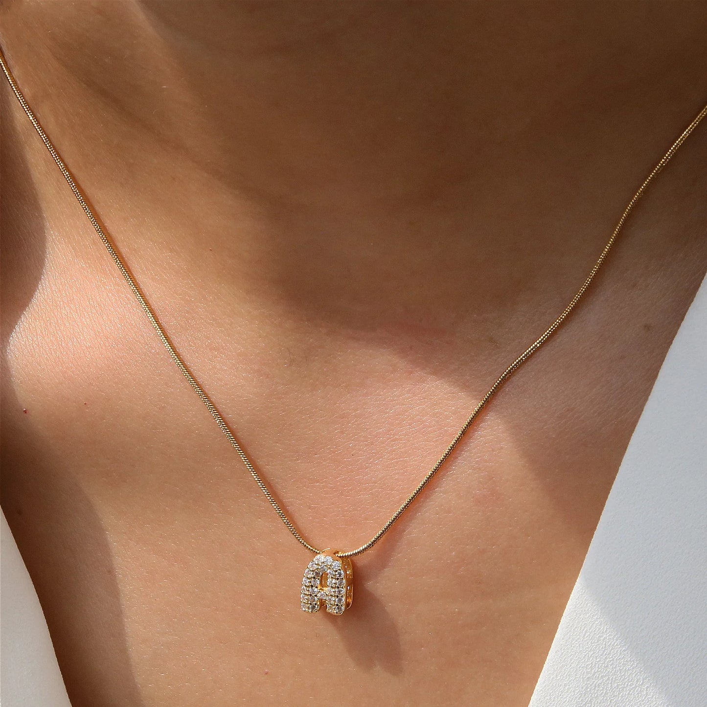 Tiny Zircon Initial Necklace