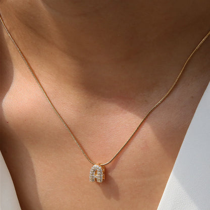Tiny Zircon Initial Necklace