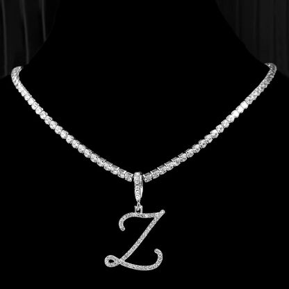 Cursive Zircon Initial Necklace