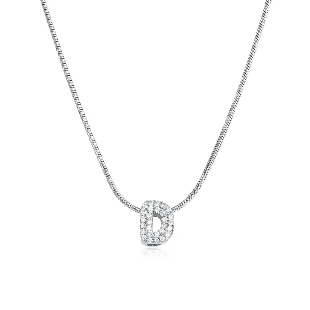 Tiny Zircon Initial Necklace