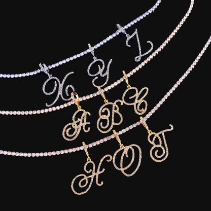Cursive Zircon Initial Necklace