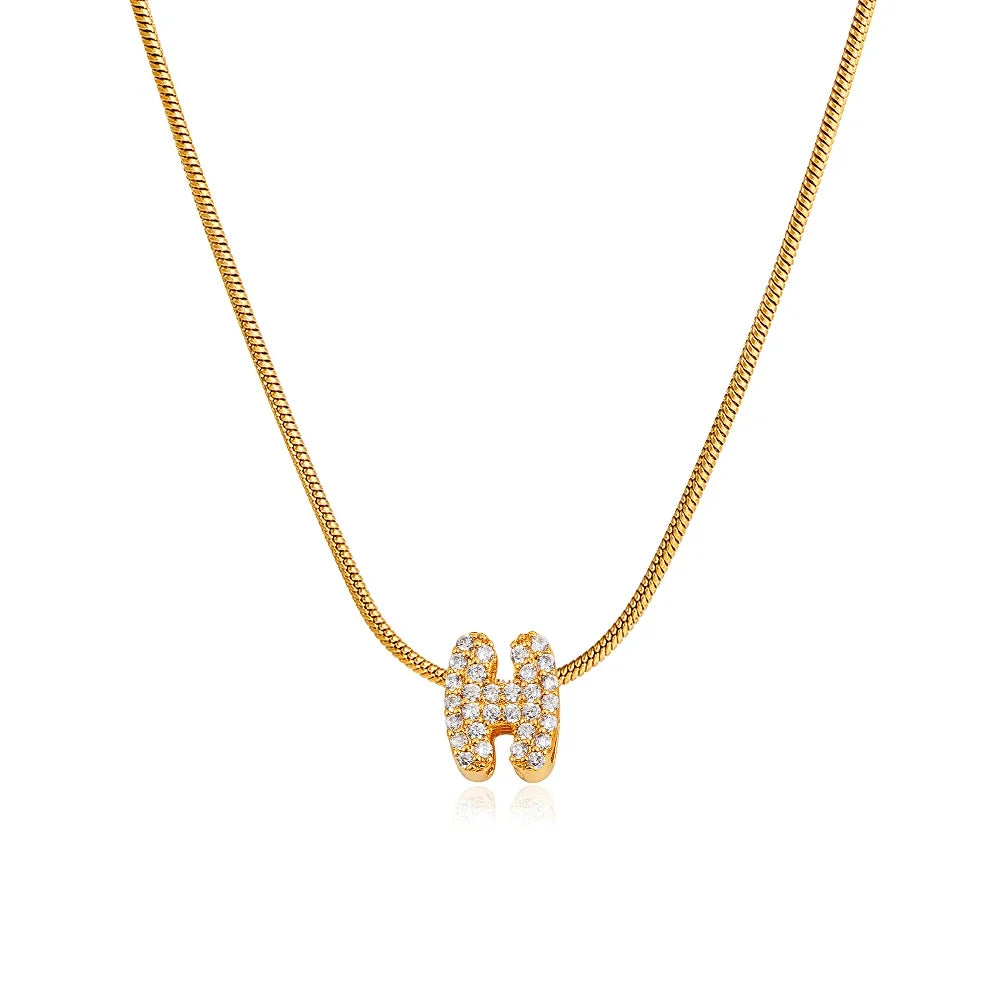 Tiny Zircon Initial Necklace
