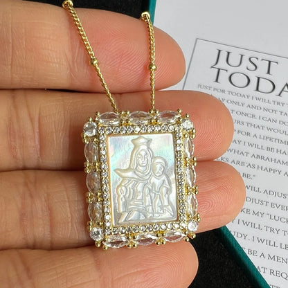 Religious Shell Medal Necklace