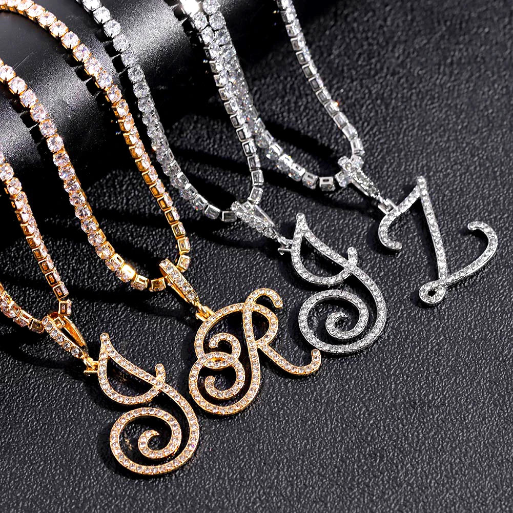 Cursive Zircon Initial Necklace